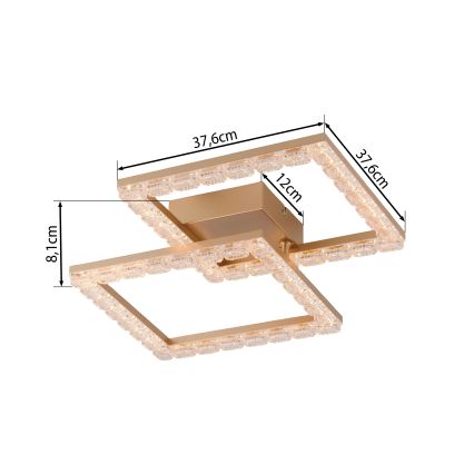 JUST LIGHT. 14732-60 - Plafoniera LED GLITRA LED/17,5W/230V 37,6x37,6 cm oro