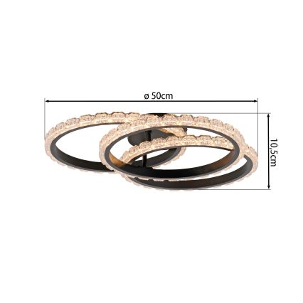 JUST LIGHT. 14734-18 - Plafoniera LED GLITRA LED/37W/230V Ø 50 cm nera