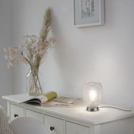 JUST LIGHT. 14906-55 - Lampada da tavolo REISHI 1xE27/40W/230V cromo opaco