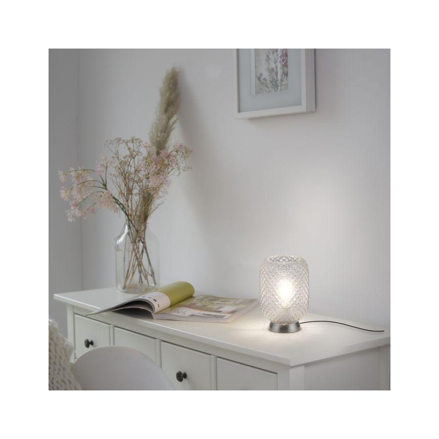 JUST LIGHT. 14906-55 - Lampada da tavolo REISHI 1xE27/40W/230V cromo opaco