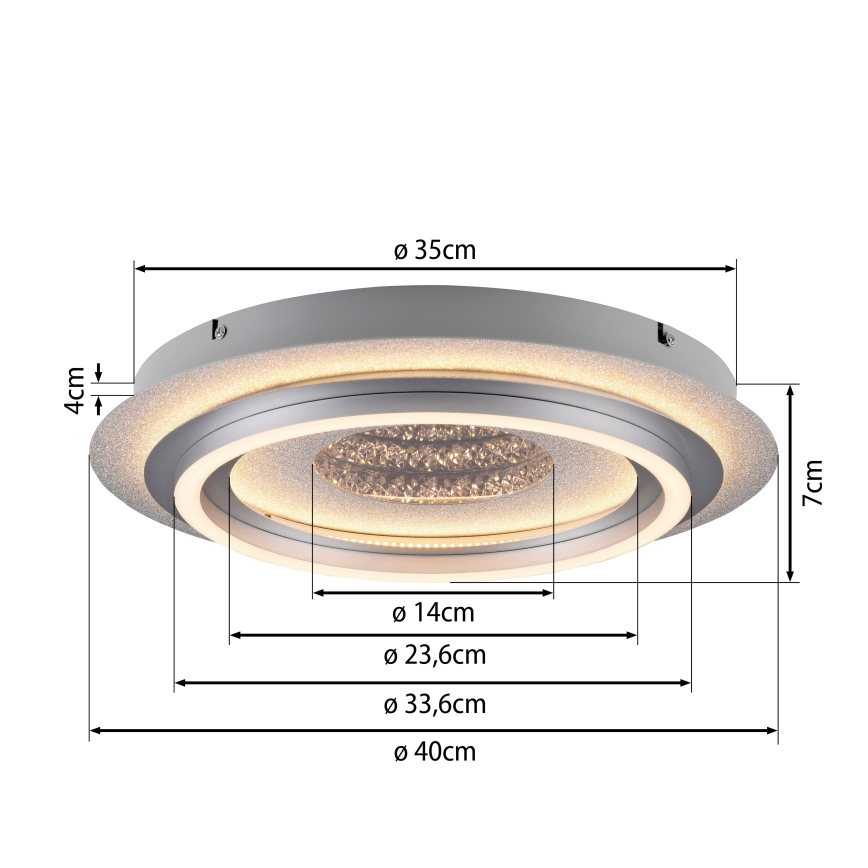 JUST LIGHT. 15089-21 - Plafoniera LED CICHIO LED/36W/230V Ø 40 cm cromo opaco