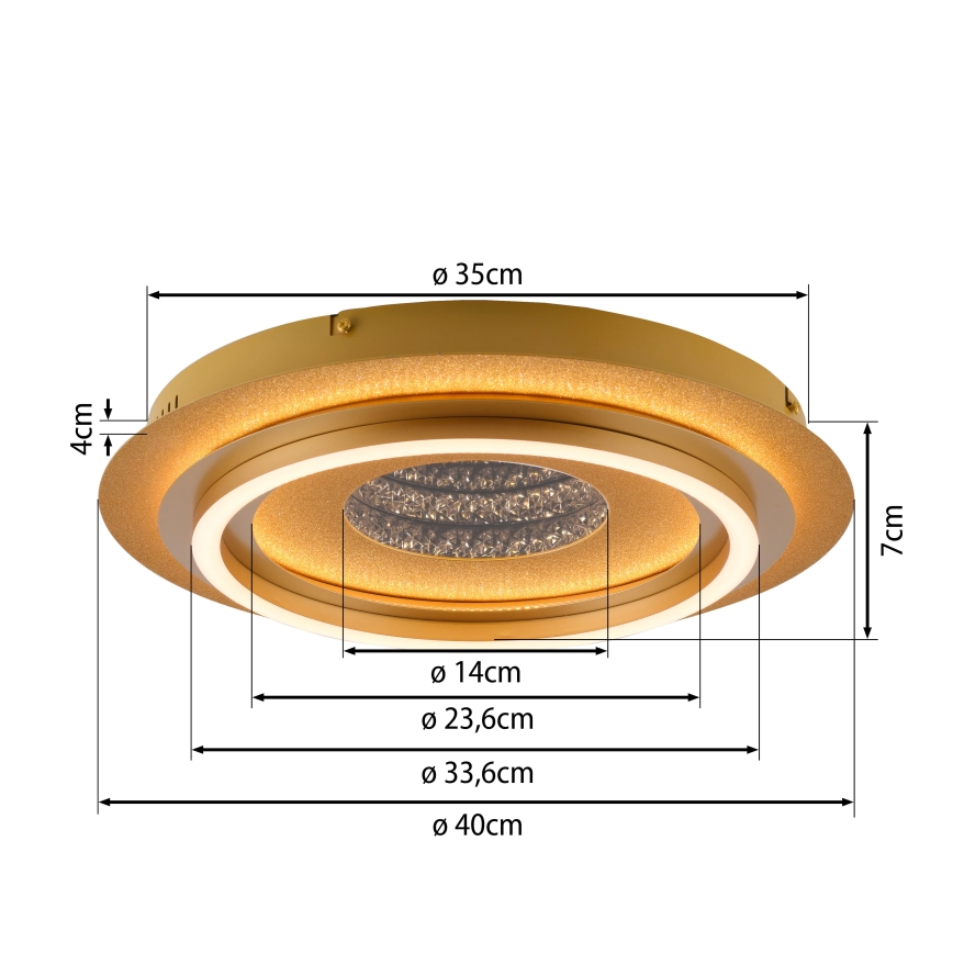 JUST LIGHT. 15089-60 - Plafoniera LED CICHIO LED/36W/230V Ø 40 cm dorata