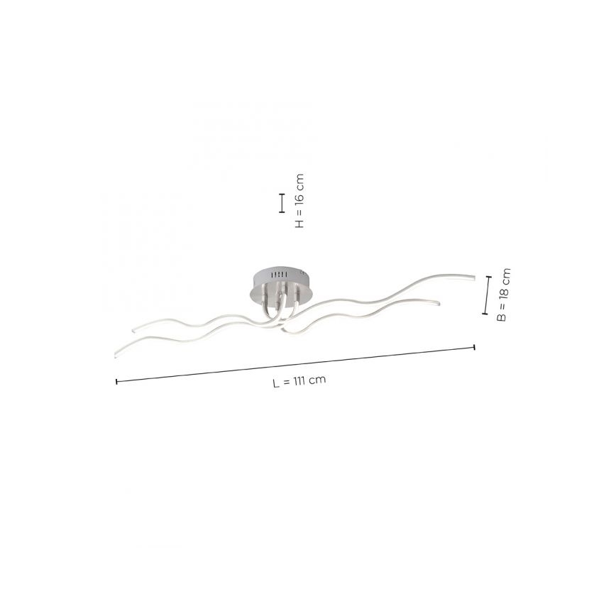 JUST LIGHT. 15126-55 - Lampadario a plafone LED WAVE LED/29,4W/230V cromo opaco