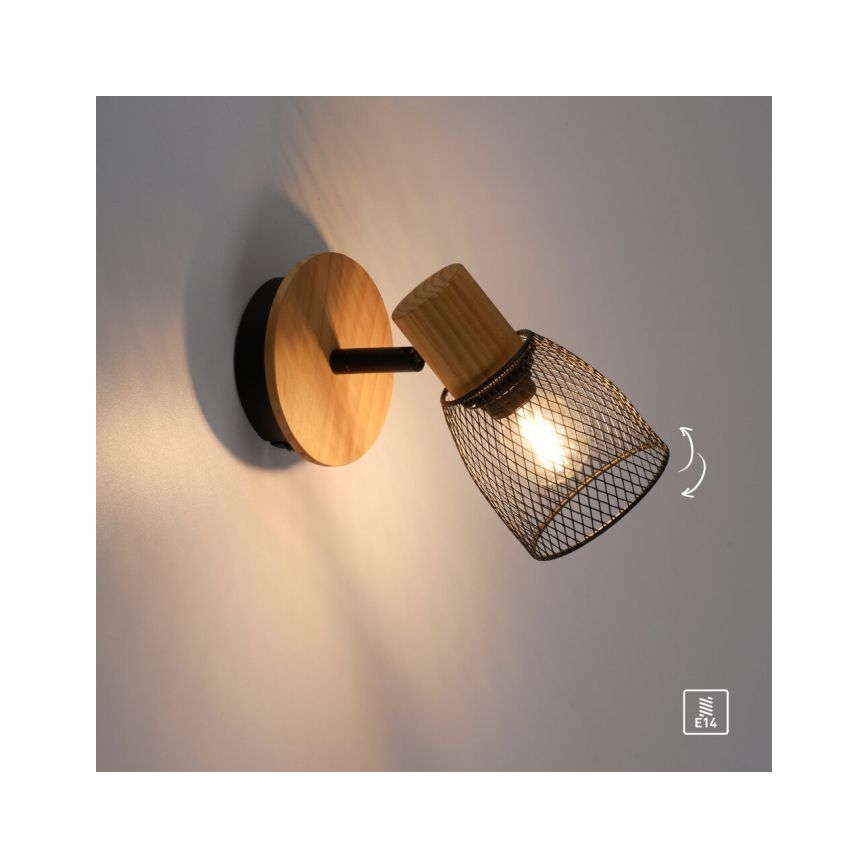 JUST LIGHT. 15191-79 - Faretto da parete TAMIS 1xE14/10W/230V pino