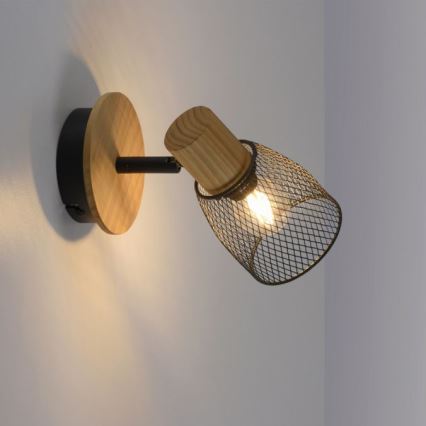 JUST LIGHT. 15191-79 - Faretto da parete TAMIS 1xE14/10W/230V pino
