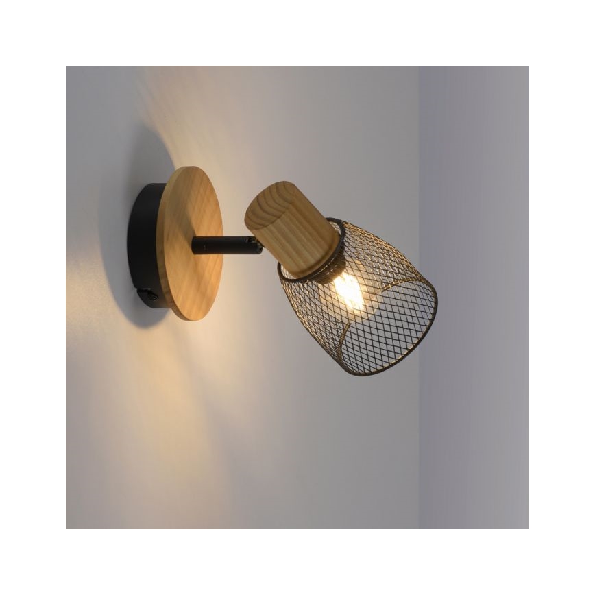 JUST LIGHT. 15191-79 - Faretto da parete TAMIS 1xE14/10W/230V pino