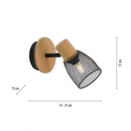 JUST LIGHT. 15191-79 - Faretto da parete TAMIS 1xE14/10W/230V pino