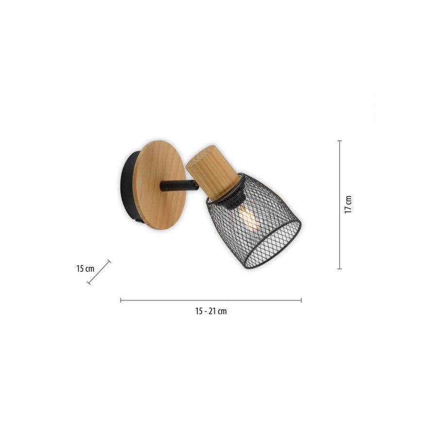 JUST LIGHT. 15191-79 - Faretto da parete TAMIS 1xE14/10W/230V pino