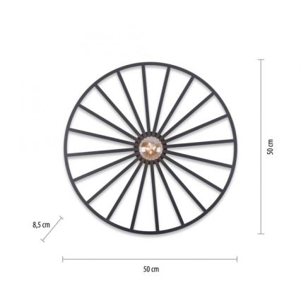 JUST LIGHT. 15636-18 - Plafoniera SPIKE 1xE27/40W/230V diametro 50 cm nero