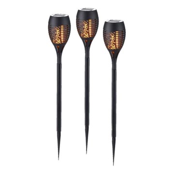 JUST LIGHT. 19106-18-3 - SET 3x Lampada LED solare FACKEL LED/0,24W/3,7V IP44 nero