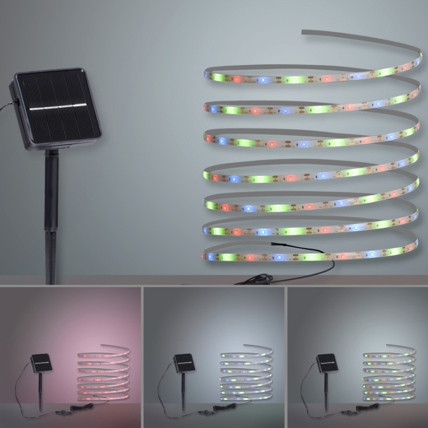 JUST LIGHT. 19971-18 - Striscia solare LED RGB TEANIA LED/3,7V 5 m 1200 mAh IP44 nera