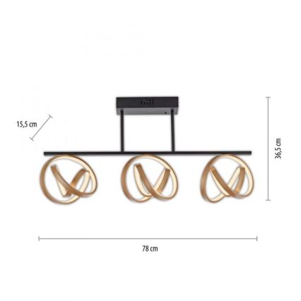 JUST LIGHT. 6245-18 - Lampadario a plafone LED dimmerabile LOOP 3xLED/11W/230V 2700-5000K + telecomando