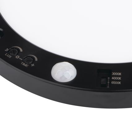 LED Soffitto/lampada da incasso con sensore di movimento 2in1 ERGA LED/17W/230V 3000/4000/6500K nero