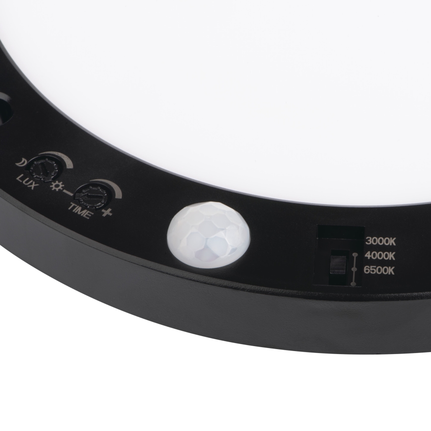LED Soffitto/lampada da incasso con sensore di movimento 2in1 ERGA LED/17W/230V 3000/4000/6500K nero