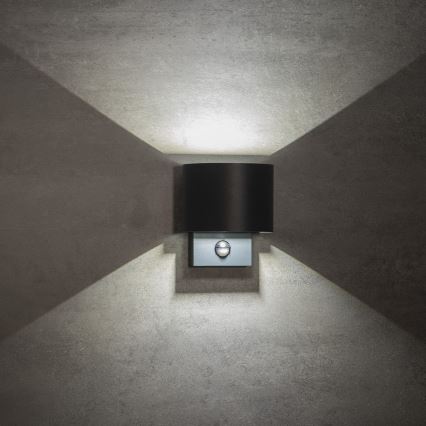 Lampada da parete LED per esterni con sensore di movimento e sensore crepuscolare REKA LED/7W/230V IP54, antracite, rotonda