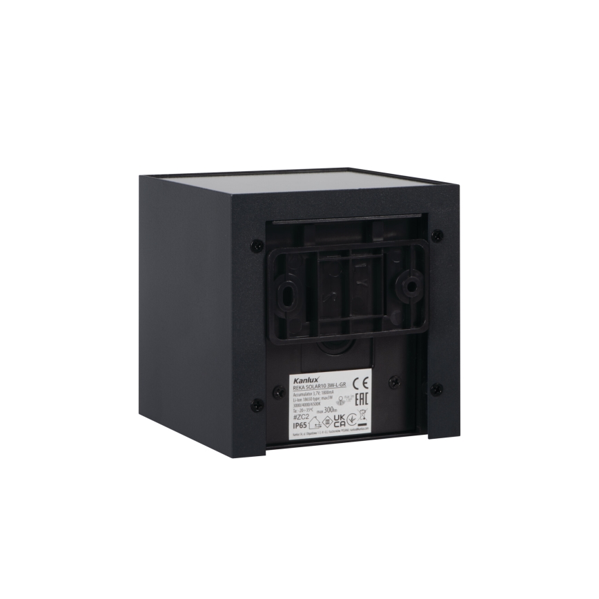 Lampada da parete solare LED con sensore REKA LED/3W/3,7V 1800 mAh 3000/4000/6500K IP65 nera