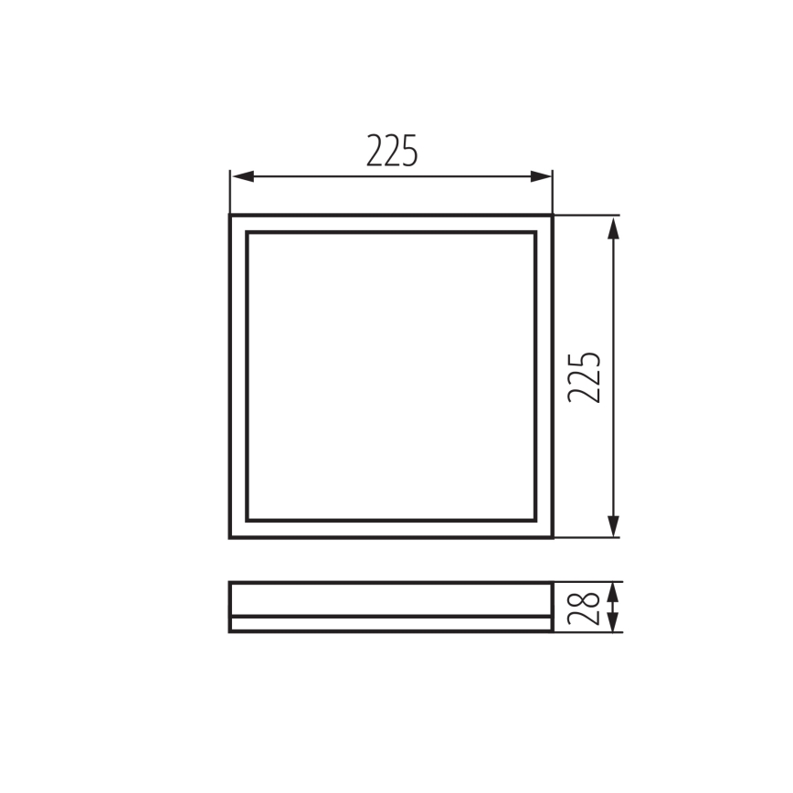 Plafoniera LED AZPO LED/12,3W/230V 3000/4000/6000K 22,5x22,5 cm IP54 nera