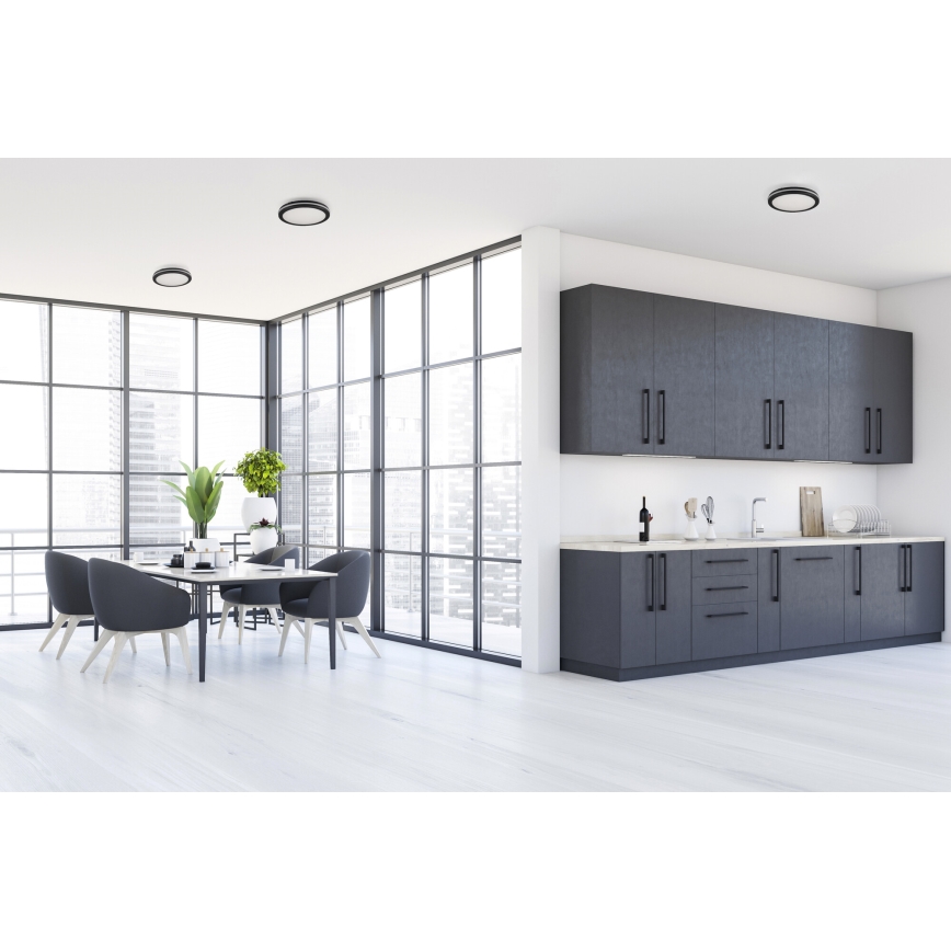 Plafoniera LED da esterno BENO E LED/30W/230V 3000/4000/6500K diametro 30 cm IP65 nero