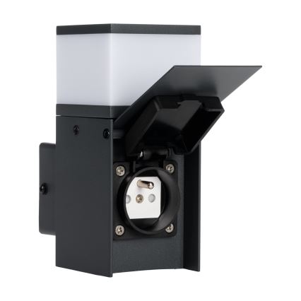 Applique da esterno con presa DASTEN 1xG9/11W/230V IP44 nero