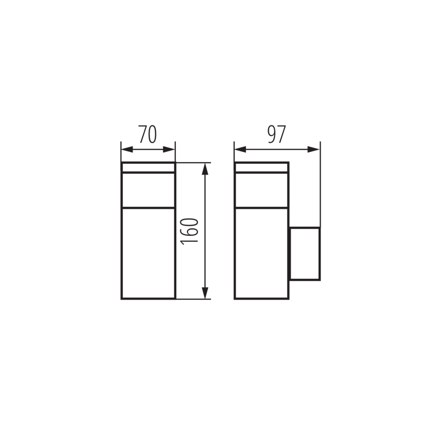 Applique da esterno con presa DASTEN 1xG9/11W/230V IP44 nero