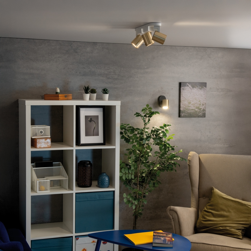 Faretto da parete LAURIN 1xGU10/10W/230V ottone/nero