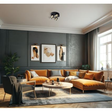 Faretto LAURIN 3xGU10/10W/230V ottone/nero