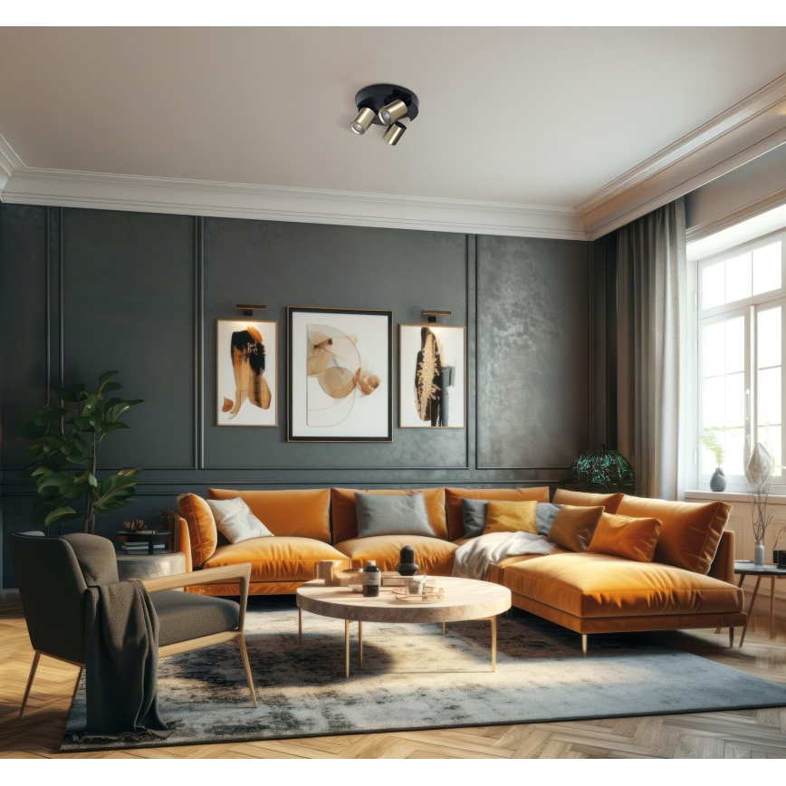 Faretto LAURIN 3xGU10/10W/230V ottone/nero