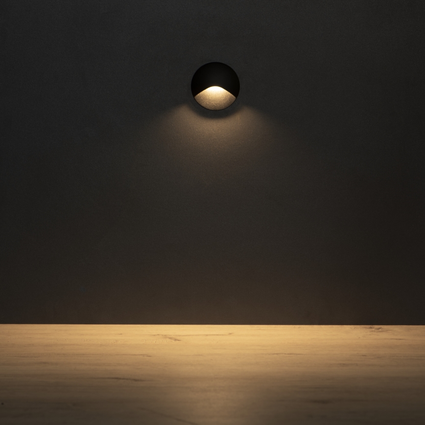 Lampada a LED per scale EXIN LED/2,5W/230V 3000K IP65 nera rotonda