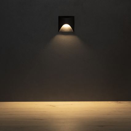 Lampada per scale LED EXIN LED/2,5W/230V 3000K IP65 nero, quadrata