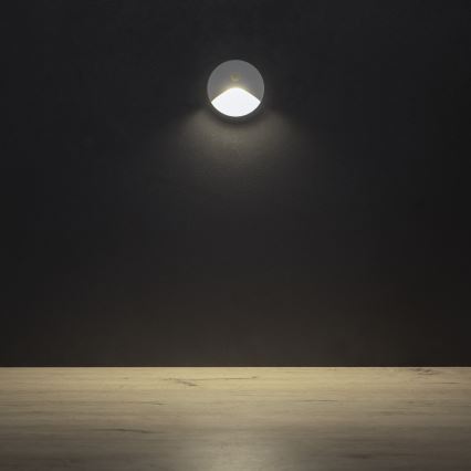 Lampada per scale LED con sensore di movimento e sensore crepuscolare EXIN LED/2,5W/230V 4000K IP65 bianca rotonda
