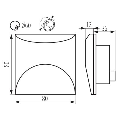 Lampada LED per scale EXIN LED/2,5W/230V 4000K IP65, nera, quadrata
