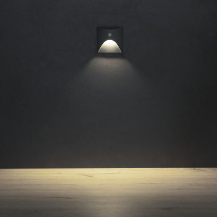 Lampada LED per scale con sensore di movimento e di crepuscolo EXIN LED/2,5W/230V 4000K IP65 antracite squadrata