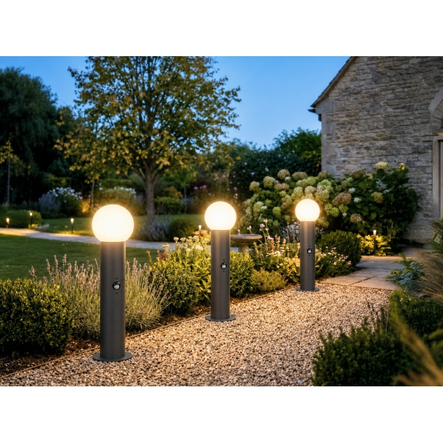 Lampada da esterno con sensore di movimento e crepuscolare STONO 1xE27/15W/230V 80 cm IP65 antracite