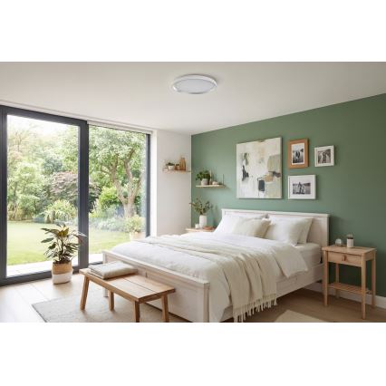 Plafoniera dimmerabile a LED LIXAN LED/47W/230V 3000-6500K Ø 38,6 cm bianco/argento + telecomando