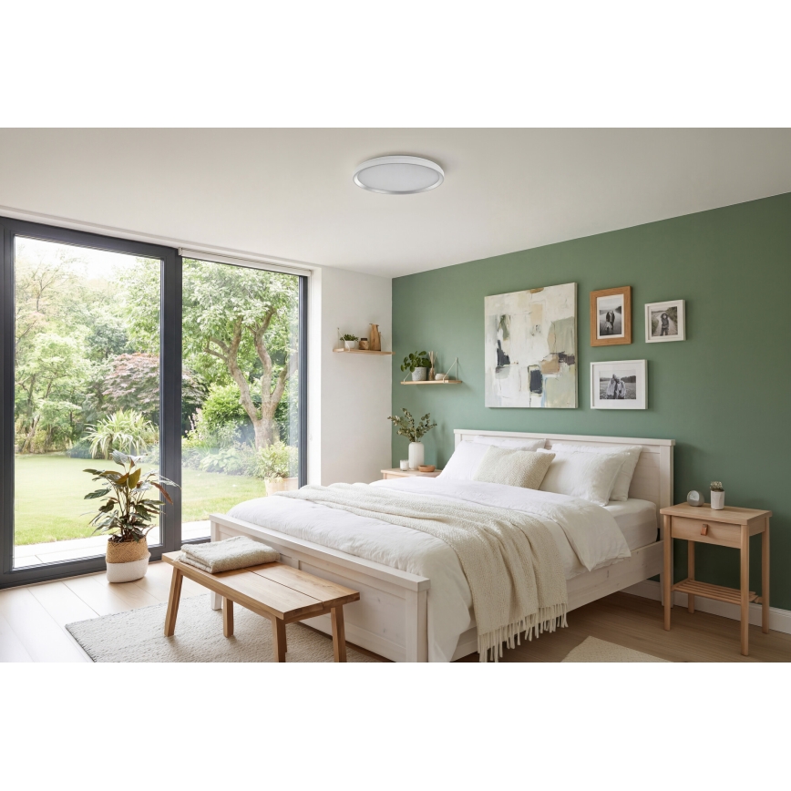 Plafoniera dimmerabile a LED LIXAN LED/47W/230V 3000-6500K Ø 38,6 cm bianco/argento + telecomando