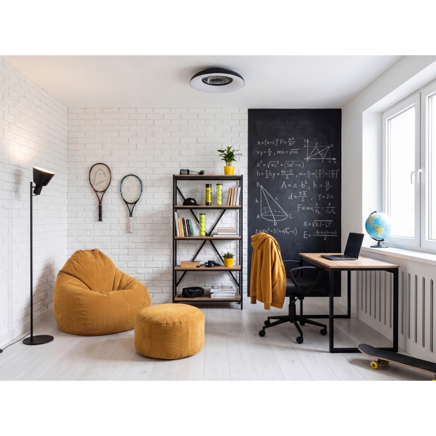 Plafoniera LED RGBW dimmerabile con ventilatore PLAVE PAN LED/48W/230V 3000-6500K Ø 60 cm nero + telecomando
