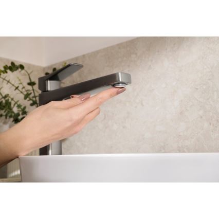 KFA Armatura 4522-712-61 - Miscelatore da lavabo con scarico MALAGA 30,3 cm, grigio metallico