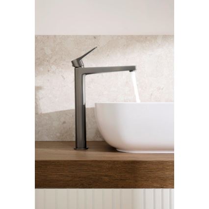 KFA Armatura 4522-712-61 - Miscelatore da lavabo con scarico MALAGA 30,3 cm, grigio metallico