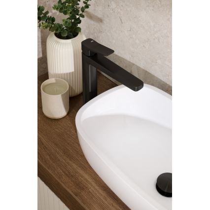 KFA Armatura 4522-712-81 - Miscelatore per lavabo MALAGA con scarico, 30,3 cm nero