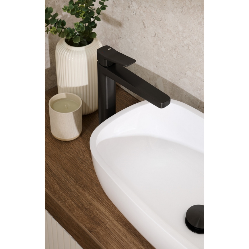 KFA Armatura 4522-712-81 - Miscelatore per lavabo MALAGA con scarico, 30,3 cm nero