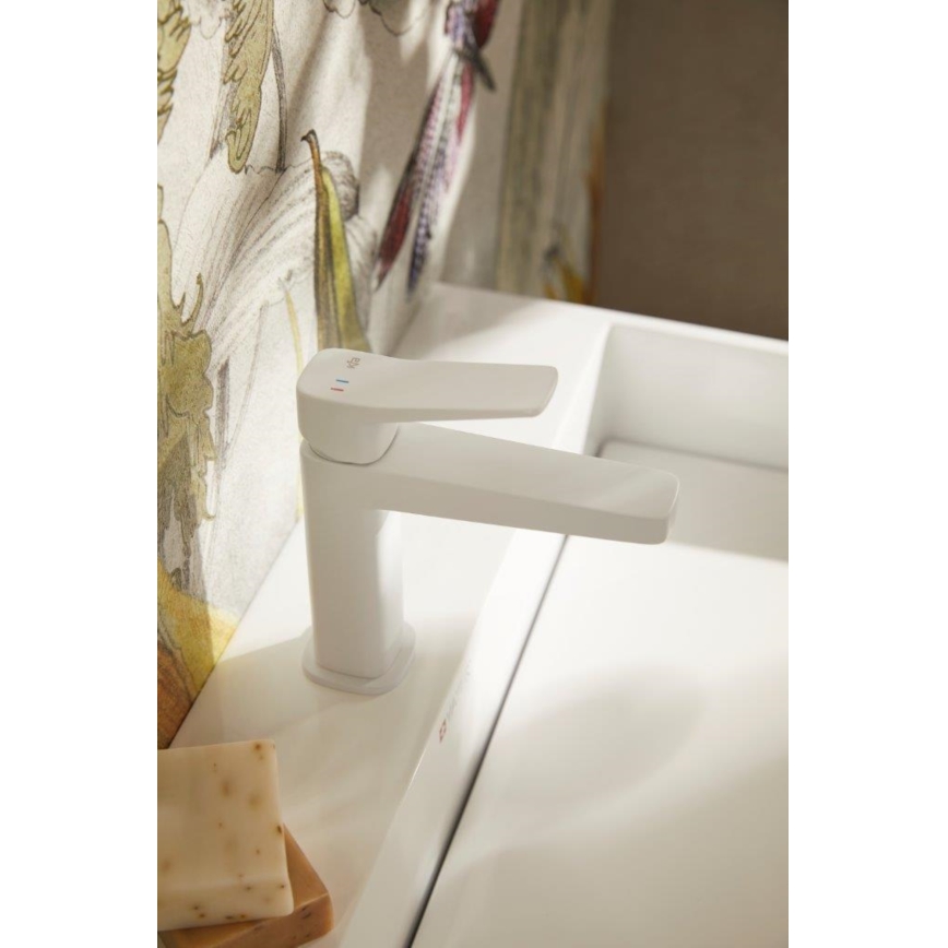 KFA Armatura 4522-815-44 - Miscelatore per lavabo + piletta MALAGA 15,9 cm, bianco