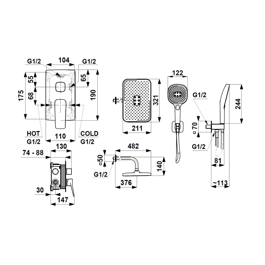 KFA Armatura 4529-501-34 - Set doccia con miscelatore da incasso MALAGA oro rosa