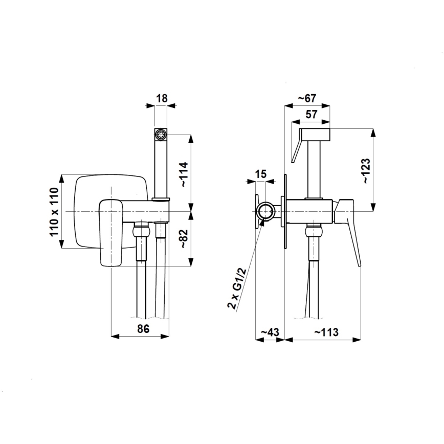 KFA Armatura 4529-512-61 - Miscelatore per bidet con doccetta per installazione ad incasso MALAGA grigio metallico