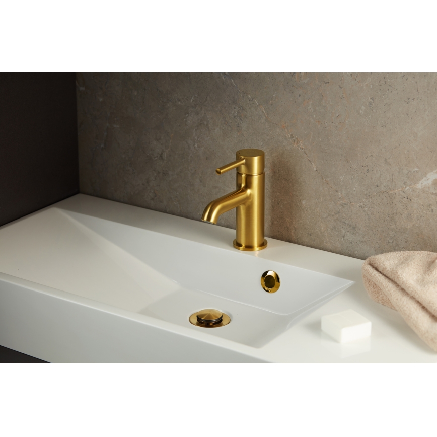 KFA Armatura 5032-815-31 - Rubinetto del lavandino + con scarico MOZA 15,2 cm molato oro