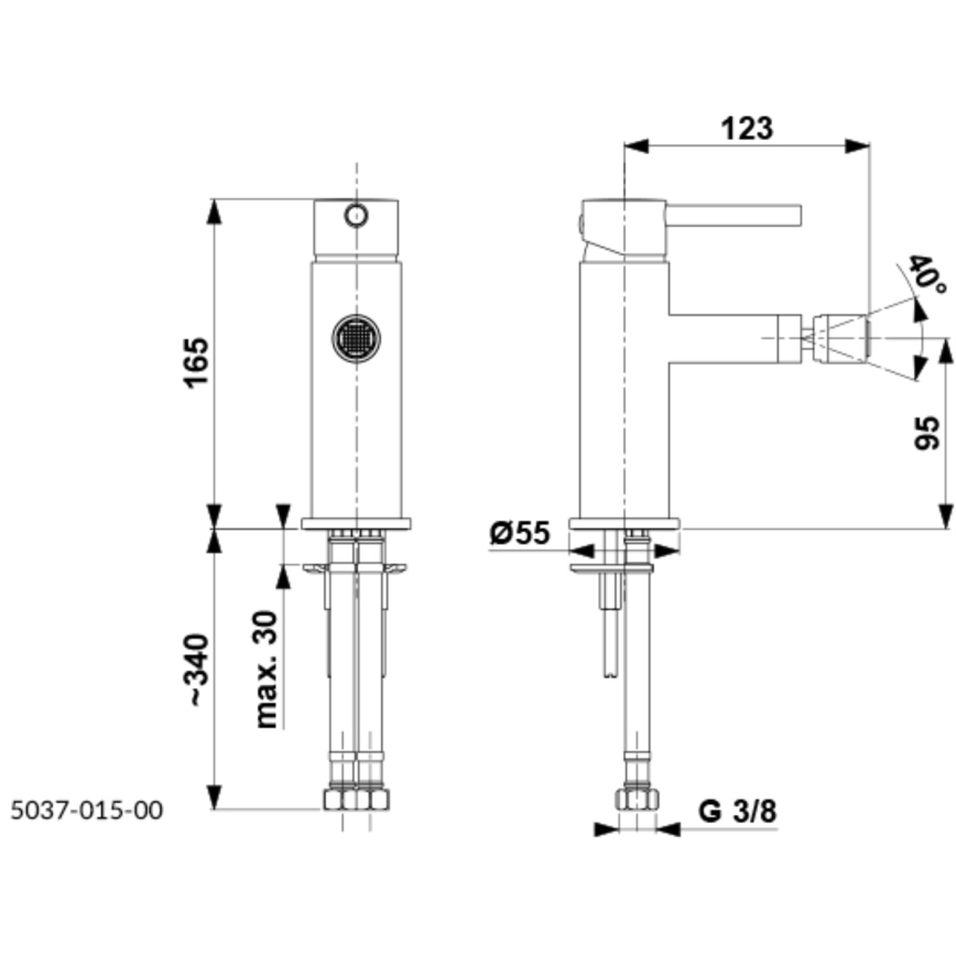 KFA Armatura 5037-015-00 - Rubinetto del bidet + con scarico MOZA cromo lucido