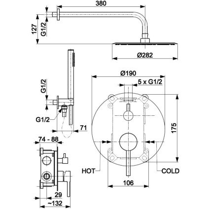KFA Armatura 5039-501-00 - Set doccia con rubinetto a incasso MOZA cromo lucido