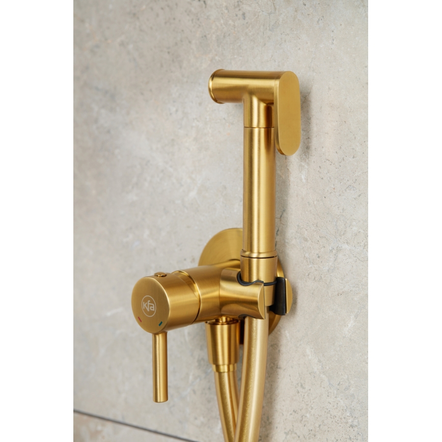 KFA Armatura 5039-512-31 - Rubinetto per bidet con doccia da incasso MOZA molato oro