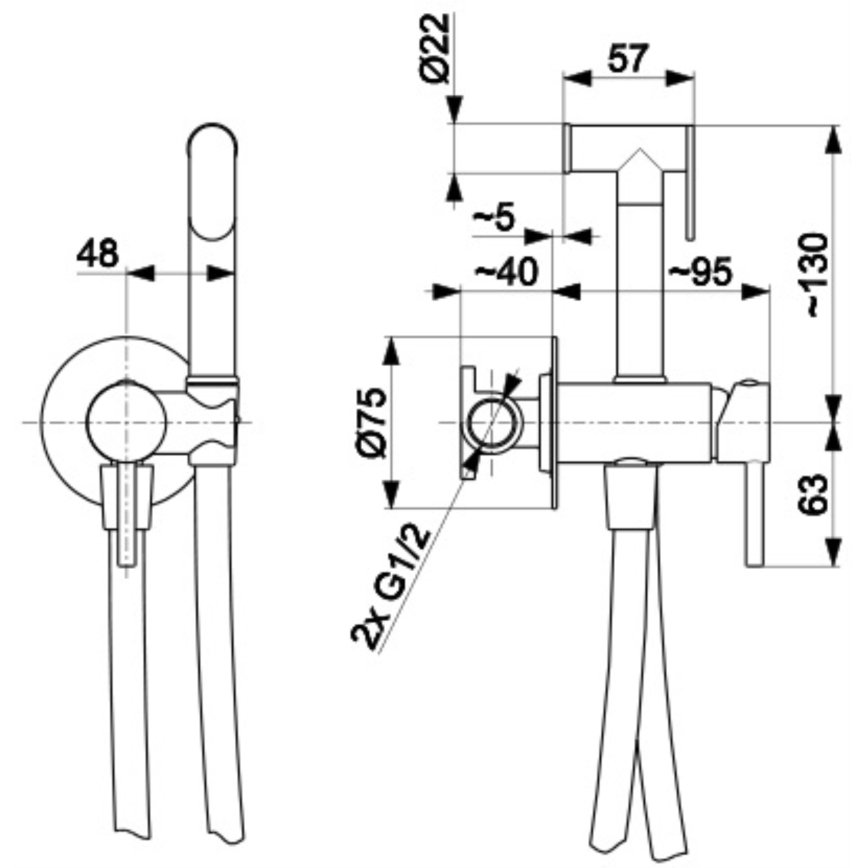 KFA Armatura 5039-512-31 - Rubinetto per bidet con doccia da incasso MOZA molato oro