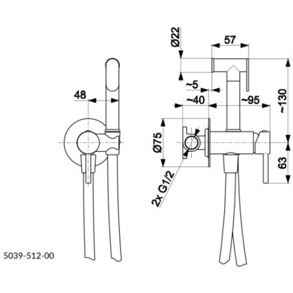 KFA Armatura 5039-512-81 - Rubinetto per bidet con doccia da incasso MOZA opaco nero