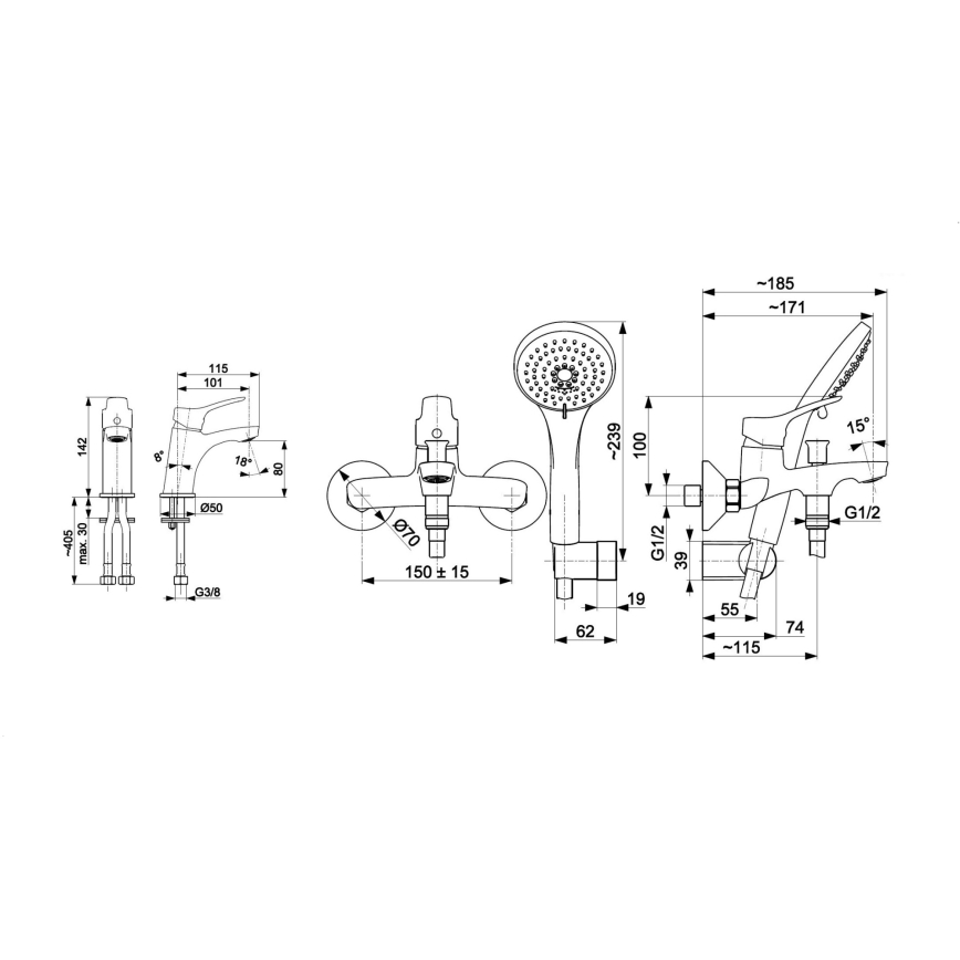 KFA Armatura 5241-003-00 - Set da bagno con rubinetto + rubinetto per lavabo MORRIS cromo lucido